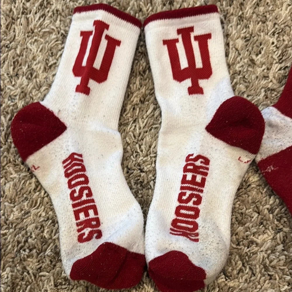 IU Hoosiers Youth Crew Socks - Red and White